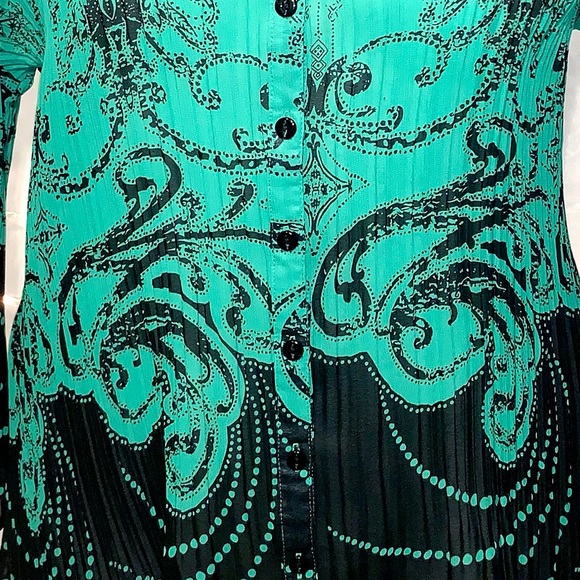 LANE BRYANT ⭐️ Long Sleeve Crinkle Button Down Paisley Blouse - Picture 4 of 7